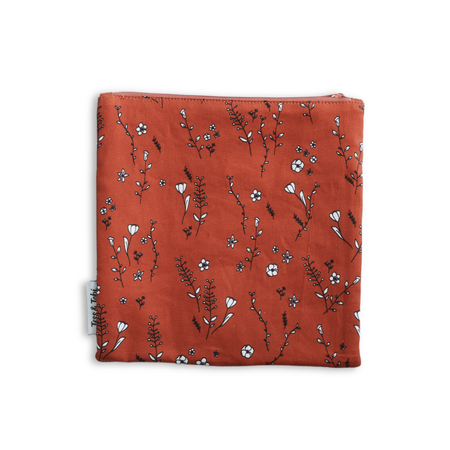 Washable sandwich bag 2.0 | brown with flowers | 20x20cm