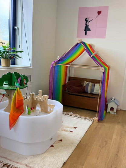 Speeldoek - Regenboog - 90 x 270 cm horizontaal gestreept