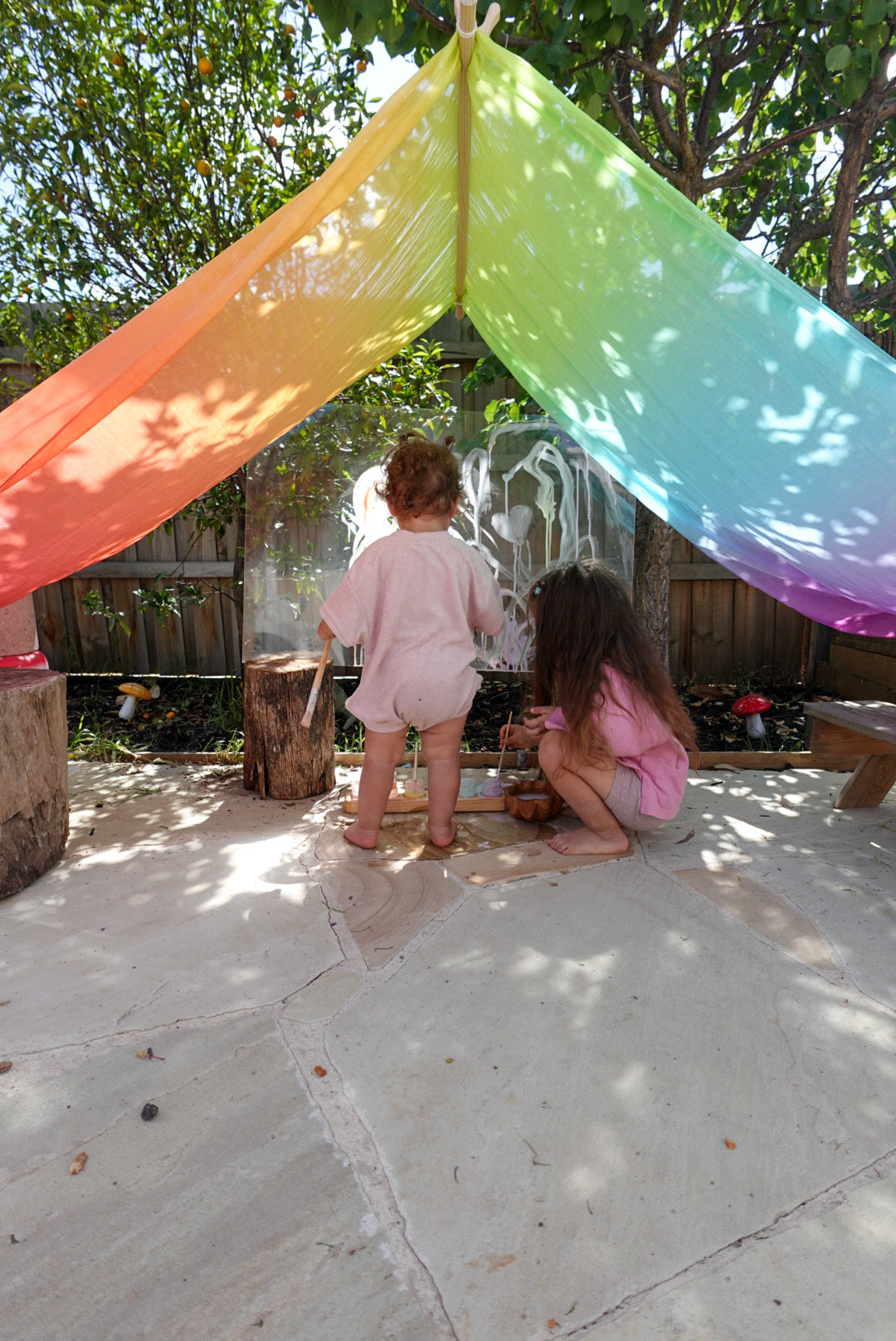 Speeldoek - Pastel regenboog - 90 x 270 cm - verticaal gestreept