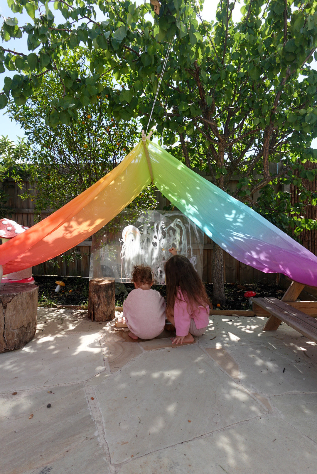 Speeldoek - Pastel regenboog - 90 x 270 cm - verticaal gestreept