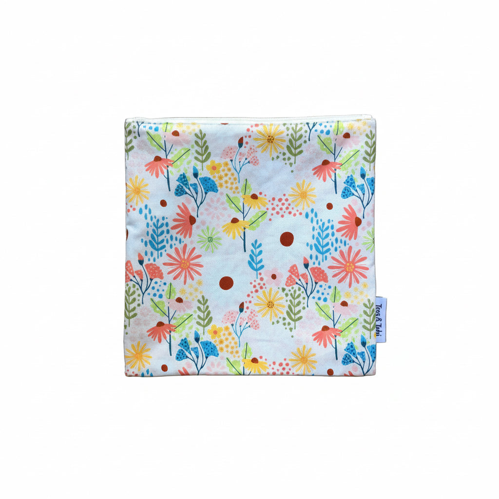 Wasbaar boterhamzakje - Bloemen Mix - 22 x 22 cm