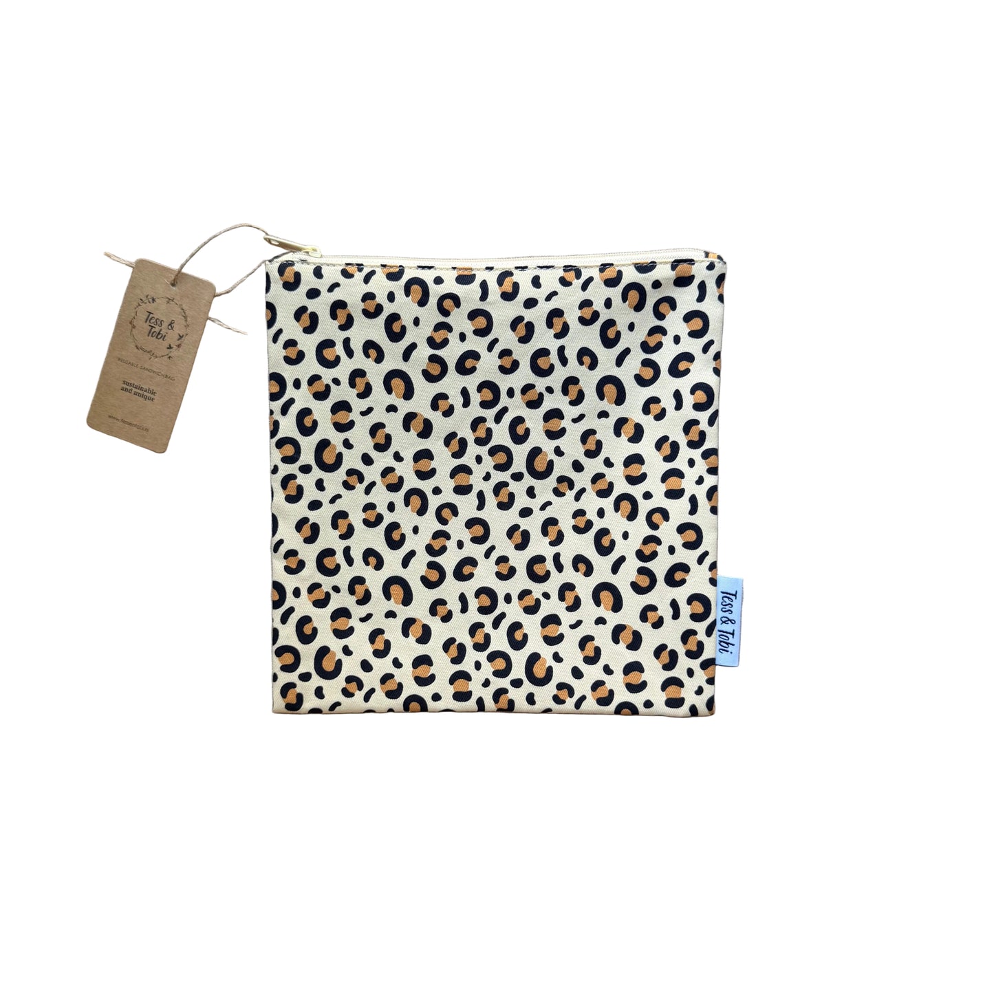 Wasbaar boterhamzakje - Panter - 20 x 20 cm