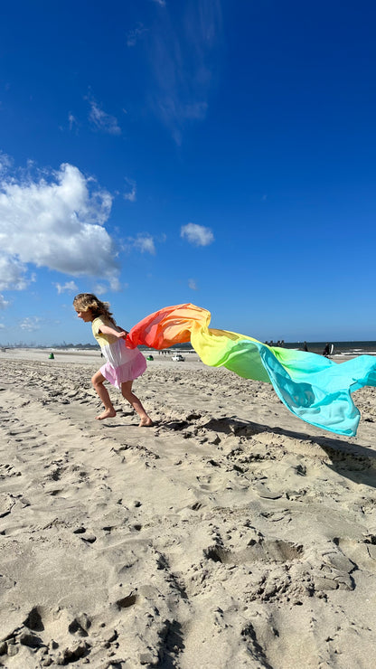 Speeldoek - Pastel regenboog - 90 x 270 cm - verticaal gestreept