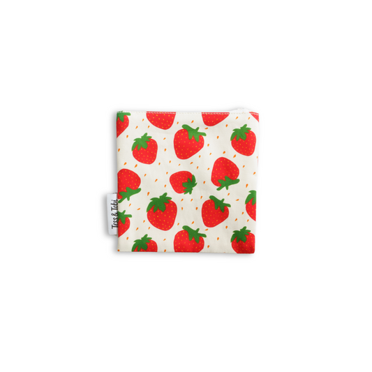 Wasbaar snackzakje | aardbei | 14x14cm